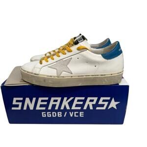 Golden‎ Goose Hi Star Sneakers Womens Size 41 White Blue with Yellow Laces
